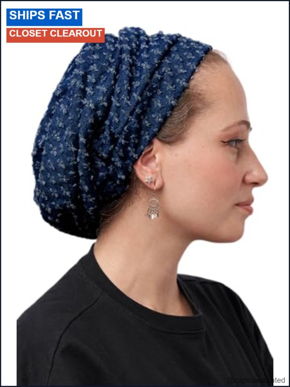 Adjustable Slouchy Beret Tichel Head Covering Snood for Women